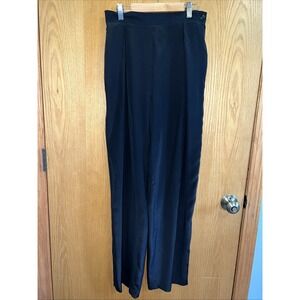 Lloyd Williams 100% Silk Black Pants. Wide Leg‎ Size 10 Pleated Waist